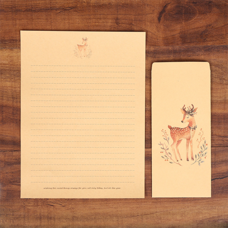 Envelop Herten Diy Retro Enveloppen Kraftpapier Kaart Leverancier Kantoor Schoolbenodigdheden Van 10 Enveloppen 10 Brief Papier Briefpapier: Young deer