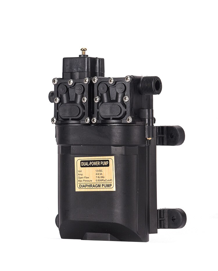 High Pressure 100W Diaphragm Water Pump 12V Double Head 0.85Mpa Electric Sprayer Pump 8L/MIN Flow