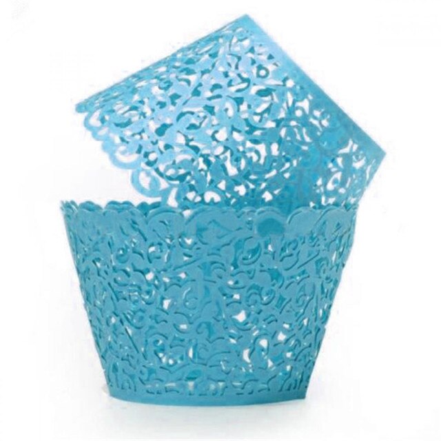 KOSTOO Cupcake Wrappers 2 stuks/pak kanten cupcake voeringen lasergesneden cupcake papier cupcake muffin kopjes voor kerst/bruiloft/verjaardagsfeestje decoratie (marineblauw
