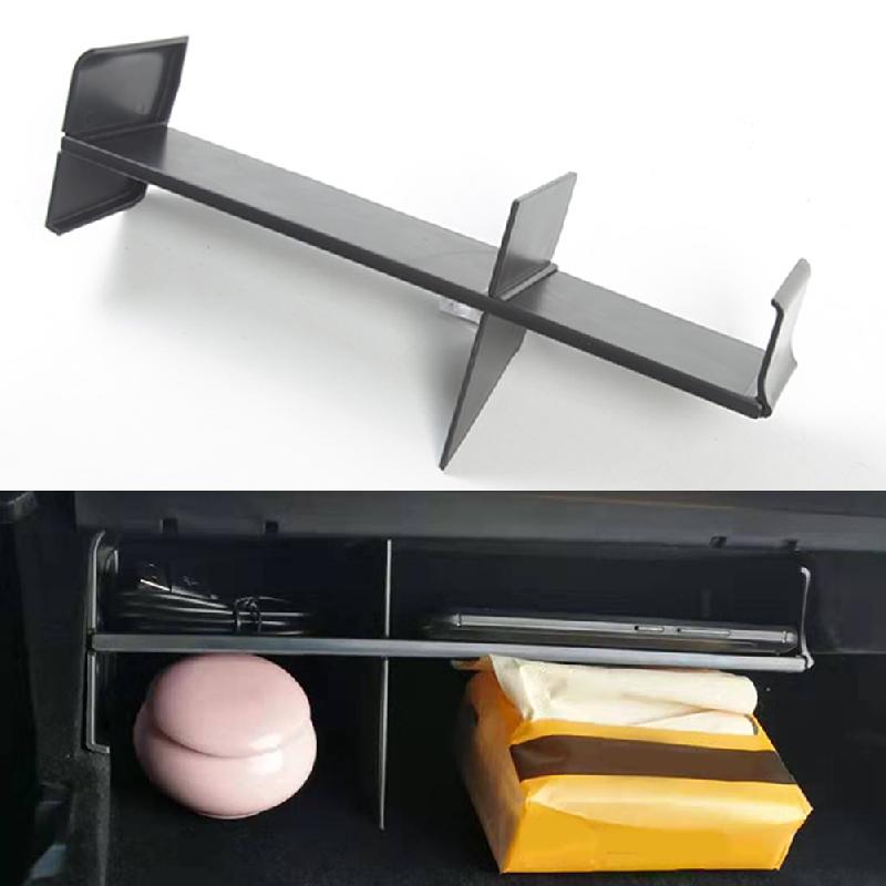 Car Styling Copilot Storage Box ABS Compartment Partition For Tesla Model 3 Glove Box Layered Sorting Board Accessories