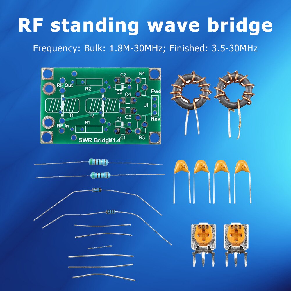 1.8M-30MHz/3.5-30MHz RF SWR Standing Wave Ratio Bridge for RF Network Radio Frequency Board Kit Communications Antennas