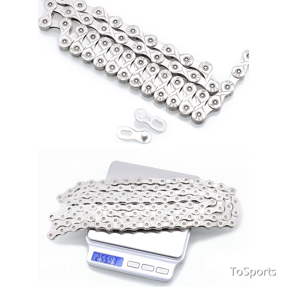 Bicycle Bike Chain 6 7 8 9 10 11 Speed Mountain Bike Fully Electroplated Silver Chain Outdoor Cycling 24/27/30 Variable Speed