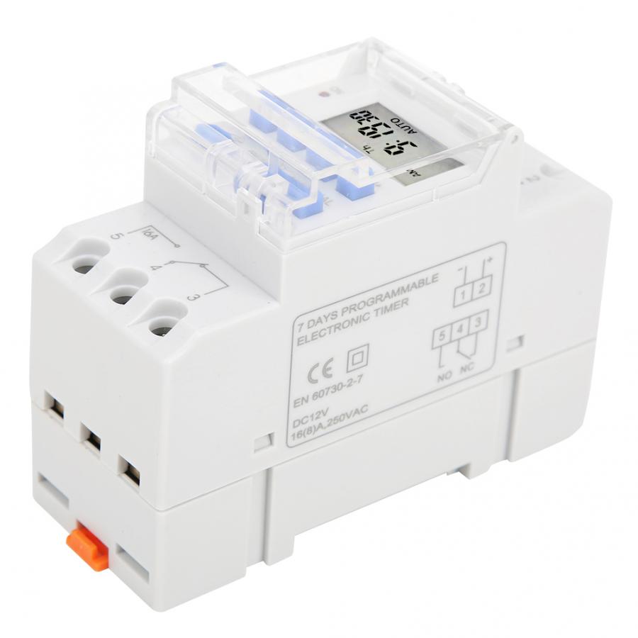 Timer bryter uke timer bryter 12v dc 16a lcd display med nedtellingsfunksjon avtakbart batteri cronometro digital