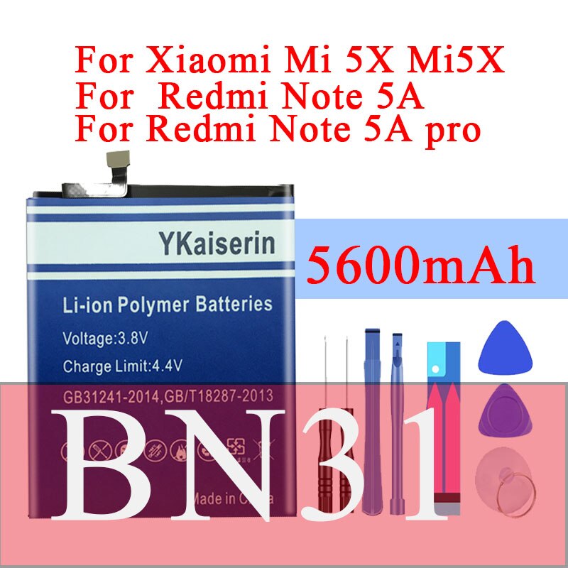 Für Xiaomi Telefon Batterie BM22 Für Xiao mi 5 6 4C 5X mi6 mi5 mi4c mi5X Redmi Hinweis 5A/5A Profi BM35 BM39 BN31 Ersatz Batterien: BN31 5X Mi5X Note 5A