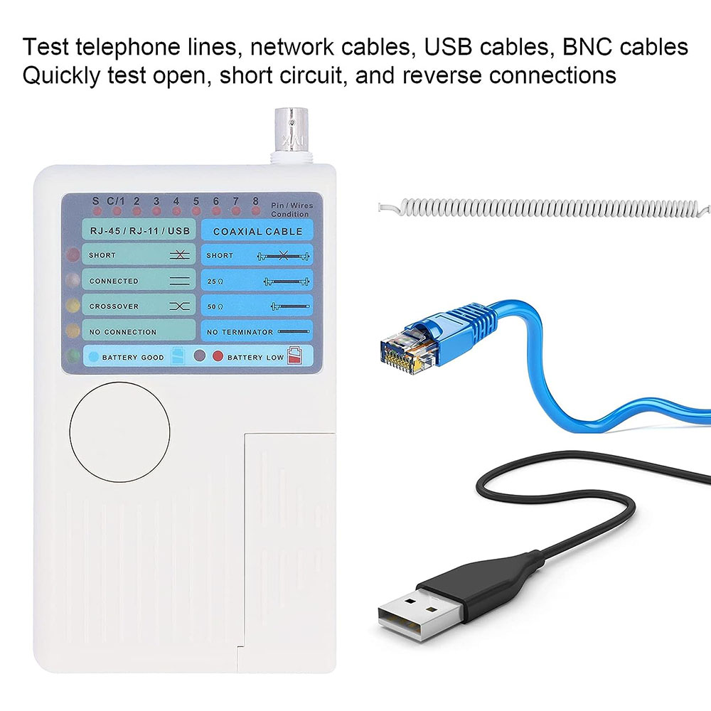 Professioneller Multifunktions-4-in-1-Netzwerkkabeltester RJ45/RJ11/USB/BNC LAN-Kabel Cat5 Cat6 Drahttester