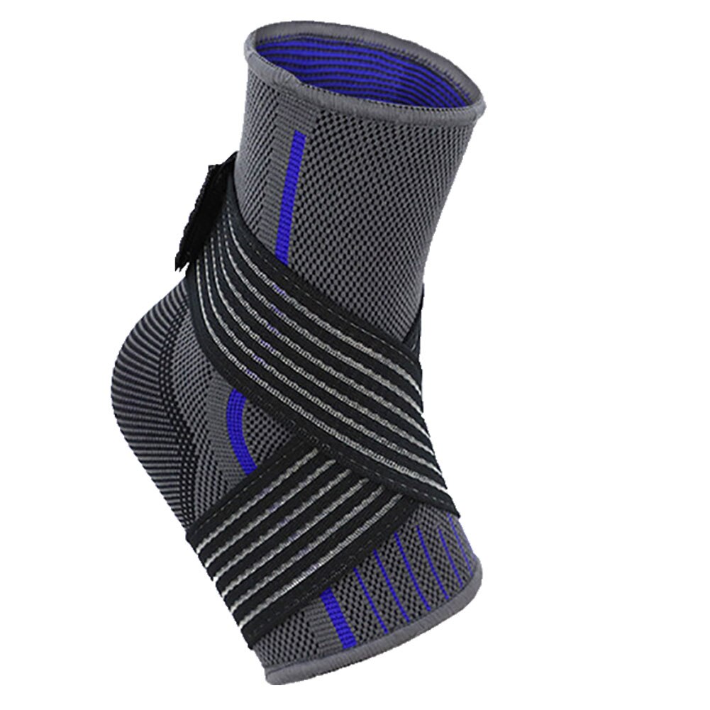 1Pc Voetbal Basketbal Compressie Enkelbrace Elastische Band Ondersteuning Protector: Blauw / S