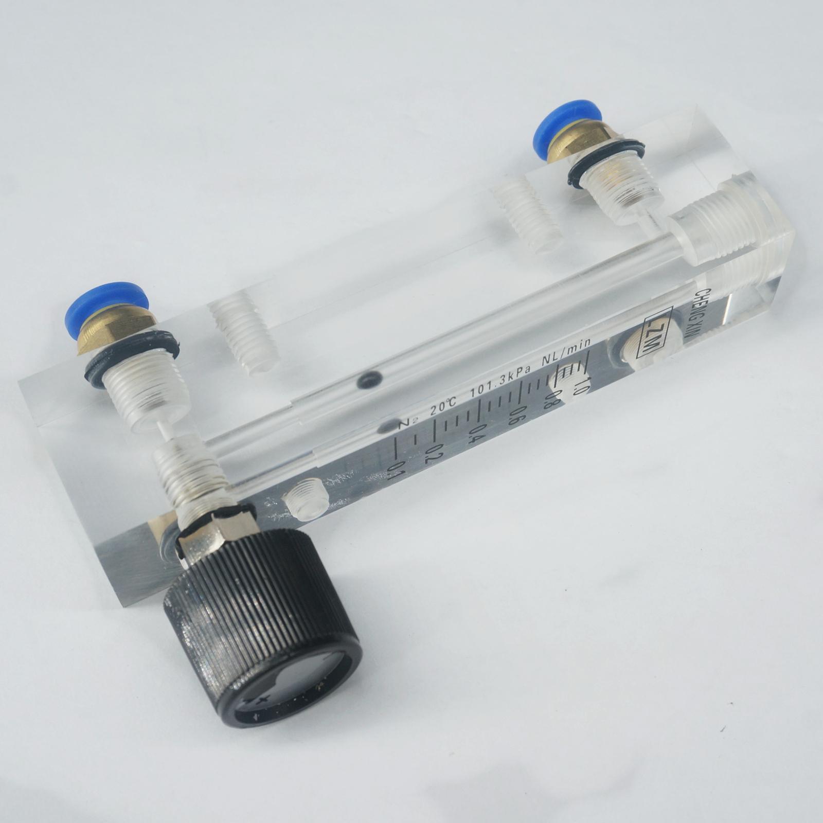 0.1-1L/min LZM-6T N2 Nitrogen Acrylic Panel Flowmeter Rotameter With Control Valve Push In 6mm Tube