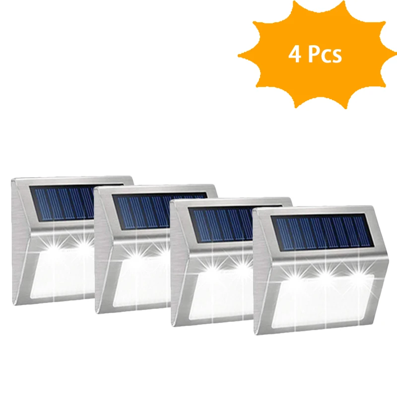 Luzes de cerca ao ar livre 6led movido a energia solar deck luzes à prova dwaterproof água lâmpadas parede segurança aço inoxidável para passo passarela pátio jardim: ROSE / 0-5 W