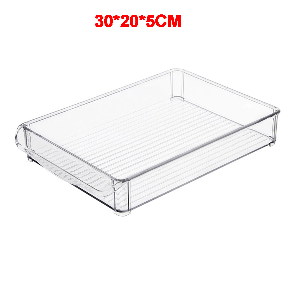 Refrigerator PET Food Storage Box Container With Lid And Divider Large Capacity Fridge Organizer: 30x20x5cm