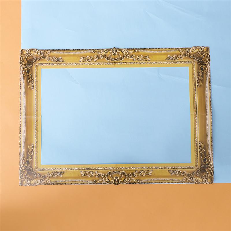 2pcs Paper Photo Frame Handheld Photo Props Wedding Christmas Party Photography Frame Rectangle Selfie Picture Frame (Golden)