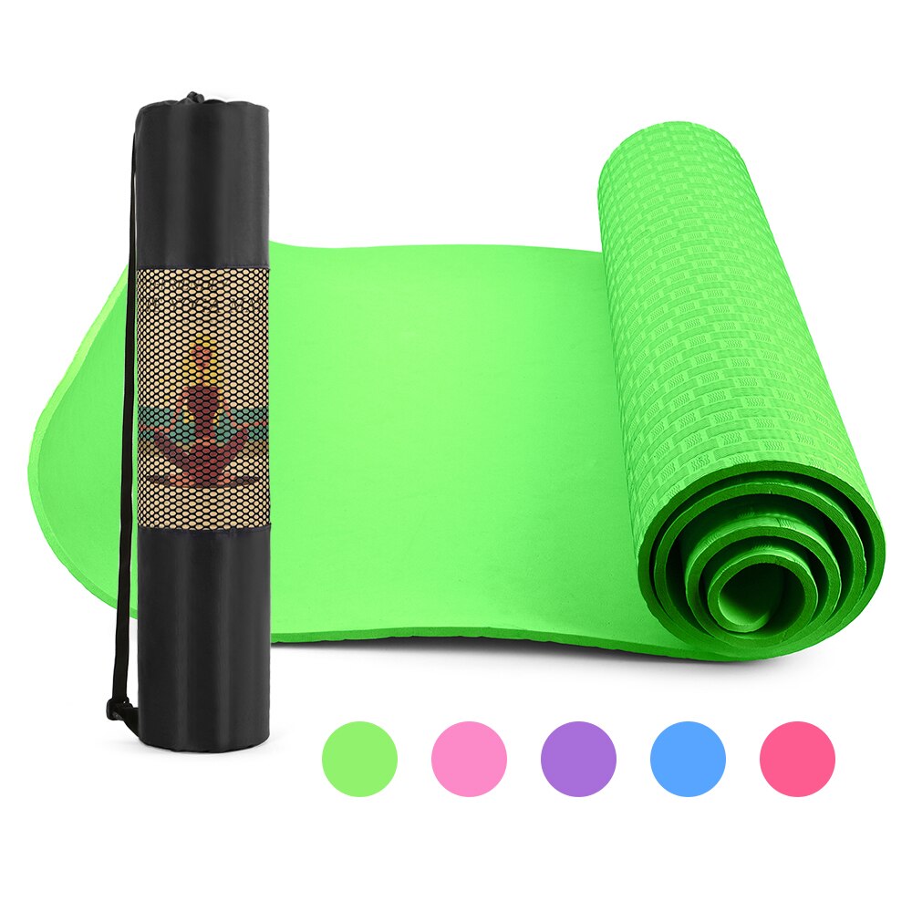 Yoga Mat 6mm Thick - 183x61cm Non-Slip Pilates Exercise Pad with Mesh Carry Bag