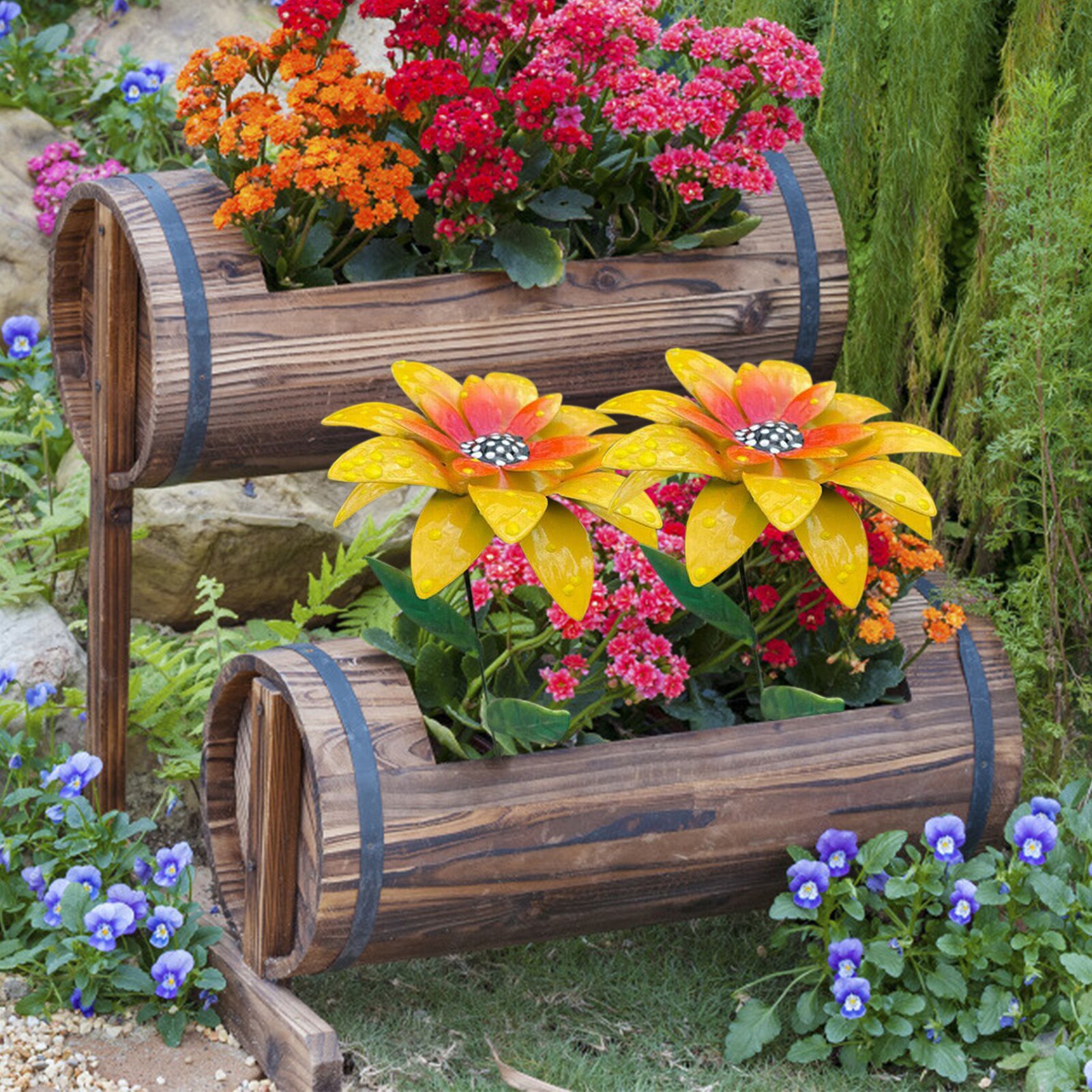 Metal Flower Garden Decor Metal Flower Art Garden Stakes DIY Craft Wreath Flower Jardineria Decoracion Yard Garden Decor