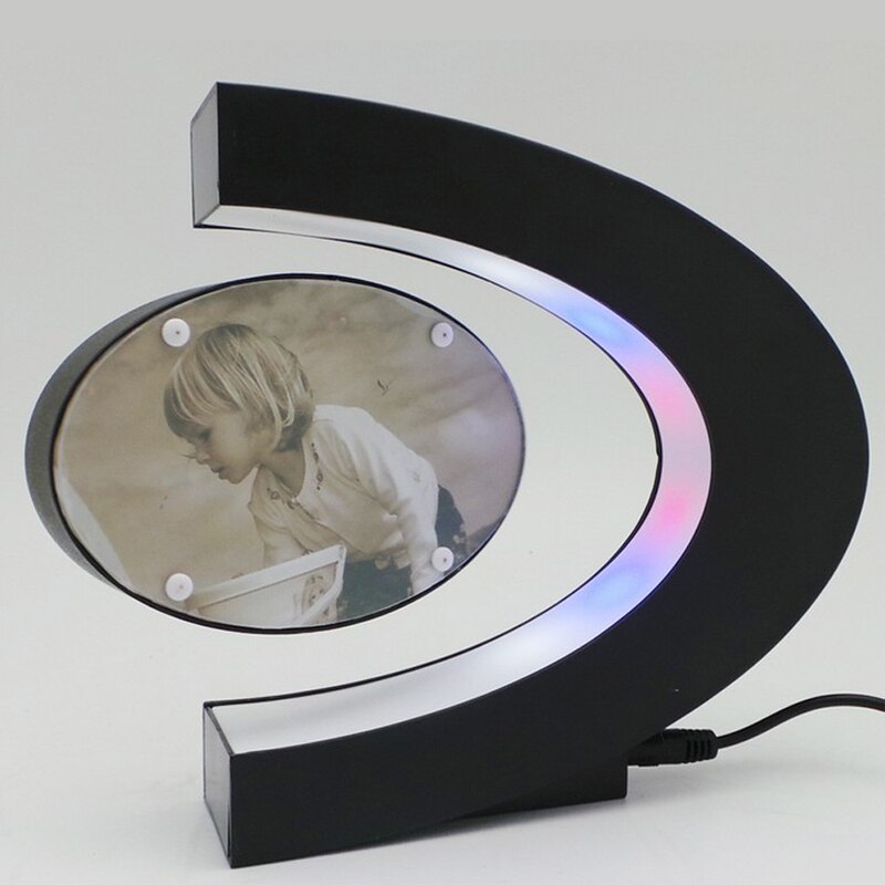 C Shape Electronic Magnetic Levitation Floating Photo Frame with LED Lights Novelty Home Decoration Pictures Frames