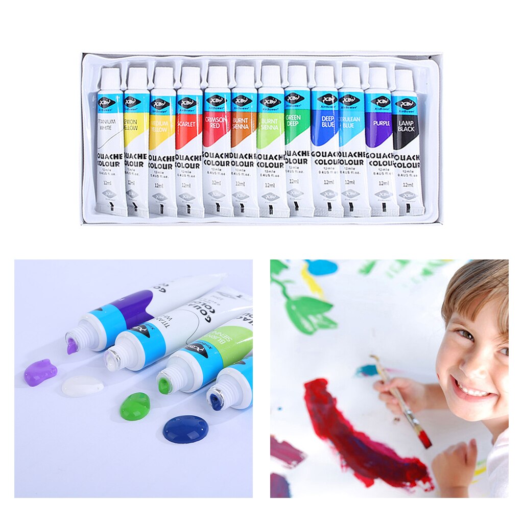 12 Kleur Schilderen Pigment Set Kids Kinderen Aquarel Verf Gouache