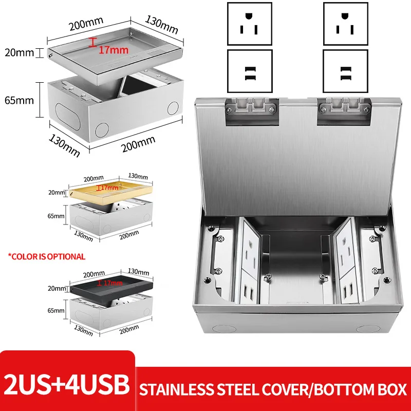 Ultra-thin Embedded Invisible Floor Socket, Concealed 304 Stainless Steel Ground Plug Socket Built-in EU FR UN US Socket Outlets