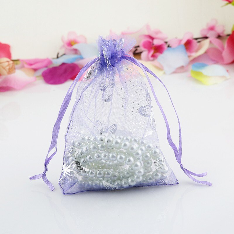 500pcs/lot 11x16cm Butterfly Organza Bags For Christmas Year Wedding Decoration Candy Package Pouches