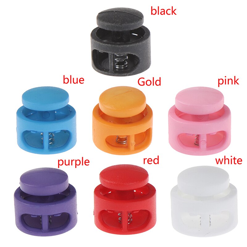 12pcs Double Hole Spring Cord Lock Round Ball Shaped Toggle Stoppers Stop Sliding Cord Fasteners Locks Buttons Ends Replacement