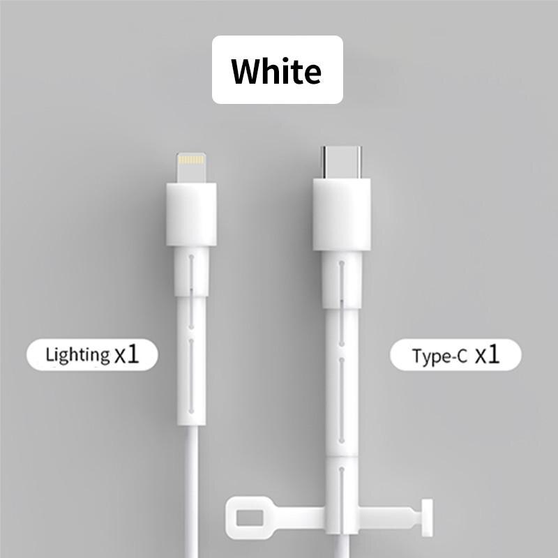 1 Set Van Kabel Protector, Datakabel Siliconen Beschermhoes Opladen Kabelhaspel Geschikt Voor Iphone Usb-oplaadkabel: white