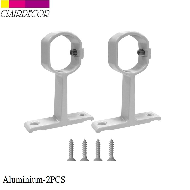 20X17mm Oval Closet Rod End Supports Furniture Hardware Accessories Wardrobe Tube Support Bracket Clothes Hanging Rod Holder: White-2Pcs(27489)