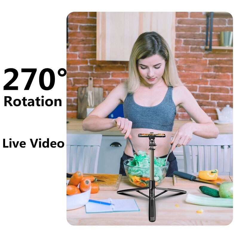 Aluminum alloy Bluetooth-compatible Selfie Stick Tripod Foldable Monopod With Two Led Fill Light For Action Cameras Smartphones