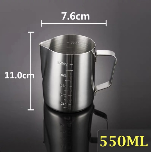 Taza medidora creativa de gran capacidad de acero inoxidable con escala, taza de café Espresso para oficina, jarra de leche Latte, utensilios de cocina para hornear: 550ml