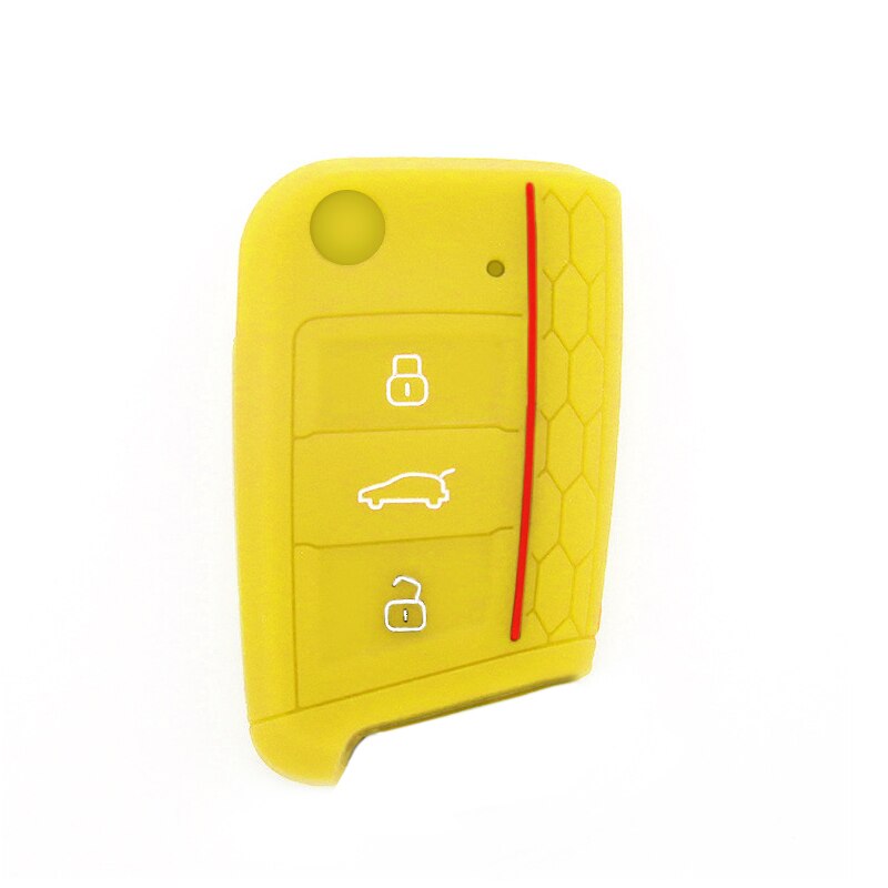 For VW Golf 7 MK7 Tiguan Polo Skoda Octavia A7 Seat Leon Car 3 Buttons Key Cover Case Silicone Shell: Yellow