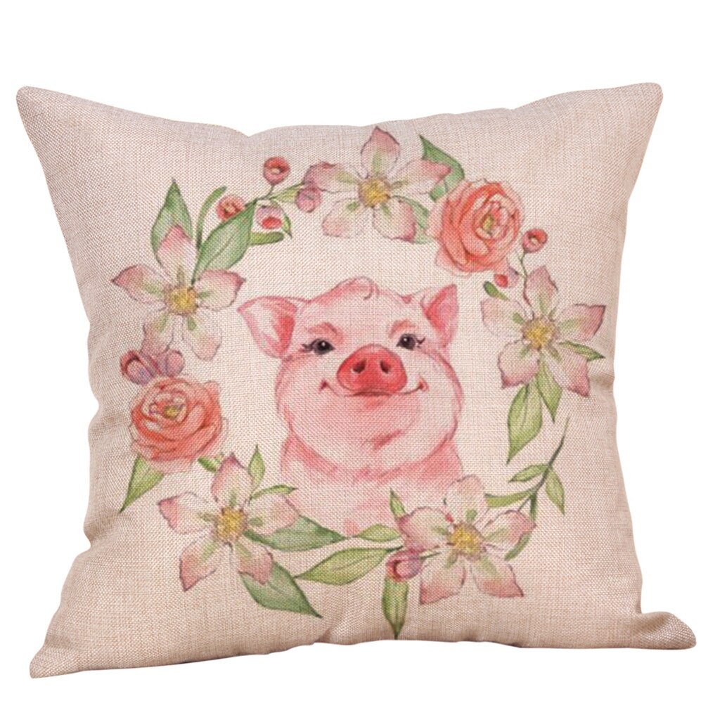 Schattige Dieren Varken Katoen Linnen Kussensloop Kussenhoes Taille Sofa Auto Home Decor Home Decor Kids Woonkamer Decoratie Die