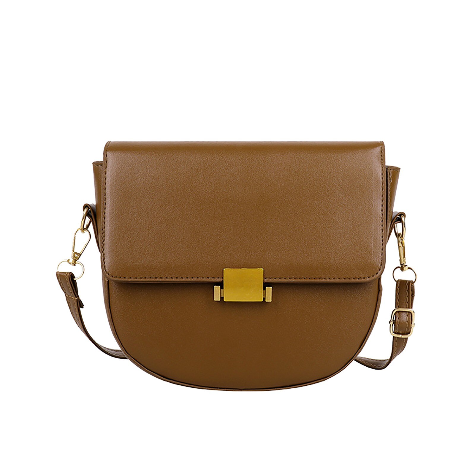 Femmes sac à bandoulière demi-cercle sacs de selle en cuir souple sacs à bandoulière sac à bandoulière sac à main tout-match sac de messager sacs à main: Marron