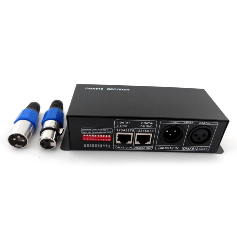 4CH DC12-24V RGBW DMX 512 Decoder LED Controller, RGB LED DMX512 Decoder 4 Channel x 8A for LED Strip Light