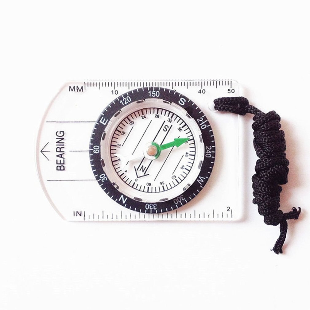 Mini Compass Map Scale Ruler Multifunctional Equipment Outdoor Hiking Camping Survival Guiding Tool