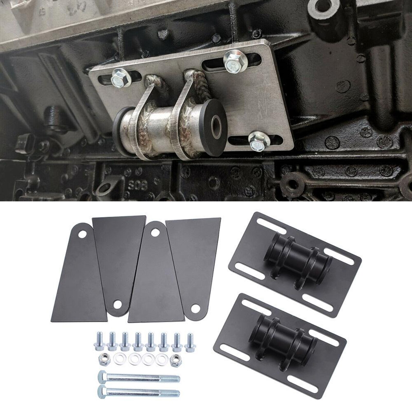 EM1019 Car Engine Mounts Universal Adjustable Weldable Cut To Fit for LS Swap Conversion 5.3