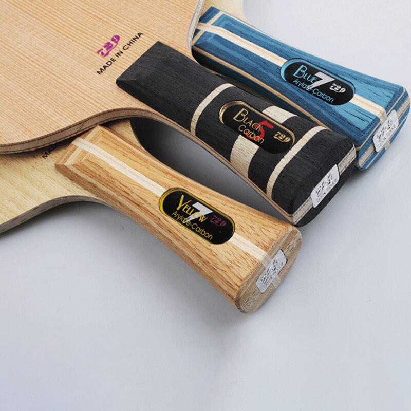 Friendship-Pala de tenis de mesa ALC, paleta de bate de Ping Pong de carbono azul/amarillo Aryl, para ataque rápido con arco, 729