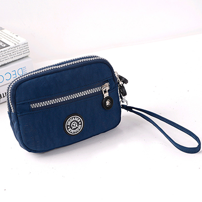 mini coin purse female clutch purse wallet wristlet bags for women waterproof nylon fabric handbag small packet sac: Deep Blue