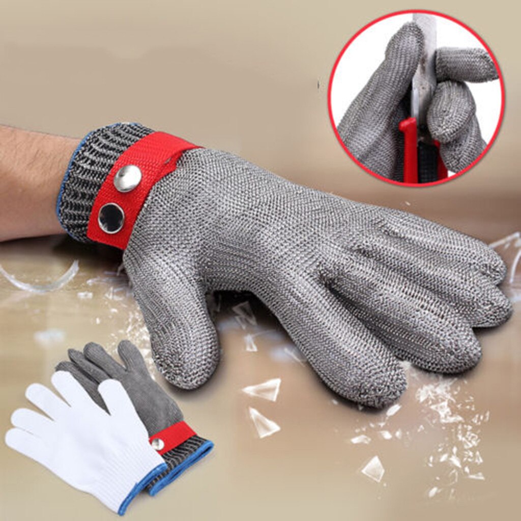 Guantes anticortes de seguridad, resistentes a Cortes, alambre de acero inoxidable, malla de Metal, protección para carnicero, guantes resistentes a cortes de carne