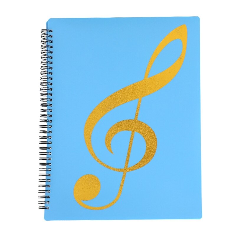 A4 File Folder Waterproof Spiral-bound Sheet Music Binder 10 x 13 Inches 20 Sleeves Double Sided for Violinist Pianists: Blue