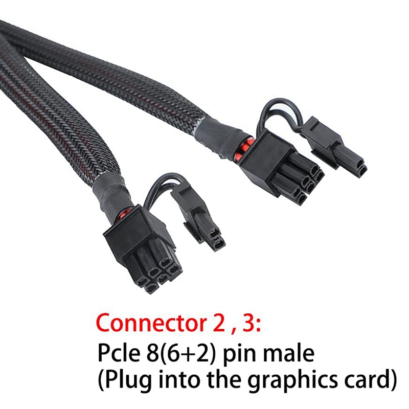 Pcie 6 Pin To Dual 8 (6+2) Pin Splitter - GPU VGA Y-Splitter Extension Cable Mining Video Card Power Sleeved Connector