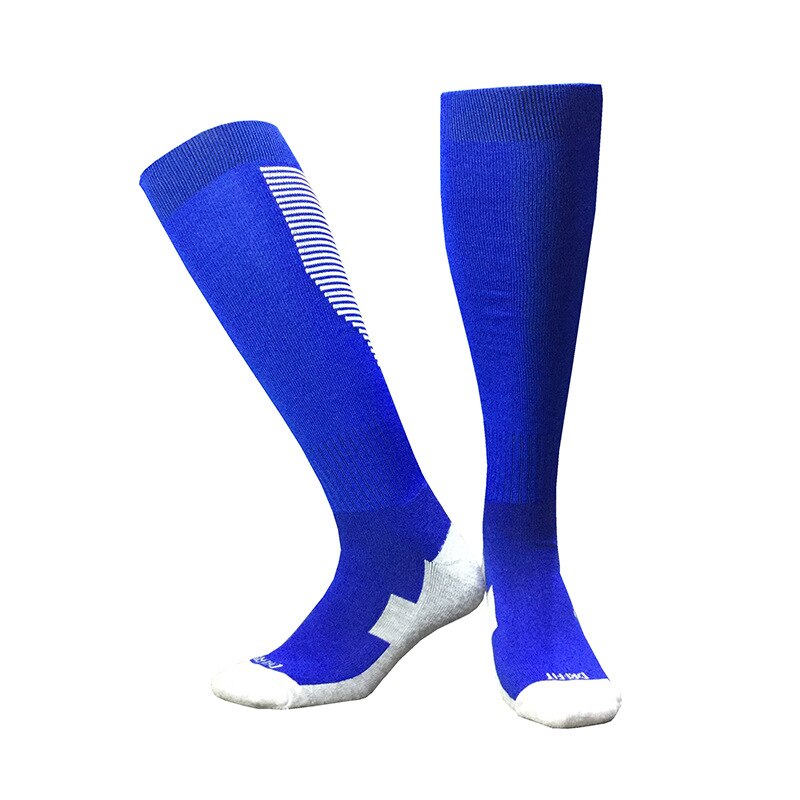 5 Pairs/lot Spring Autumn Sports Socks Men Football Socks Women's Towel Bottom Long Knees Breathable Basketball Socks HEQ550: Blue white stripes