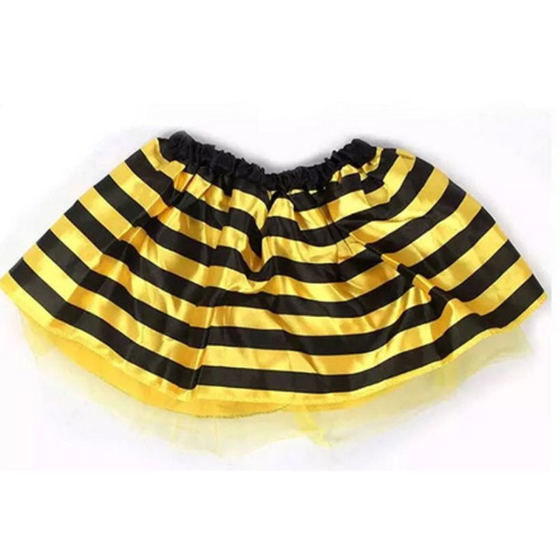 4Pcs/Set Kid Fairy Costume Set Ladybird Bee Glitter Cute Wing Striped Layered Tutu Skirt Wand Headband Up Halloween Outfit