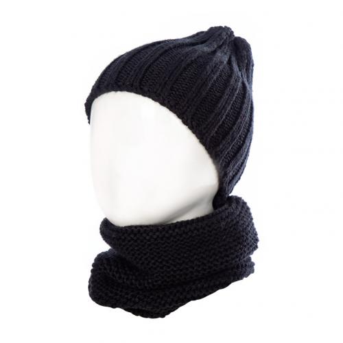 Dejlige baby børn dreng pige garn strikket vinter varm beanie cap hat tørklæde sæt: Sort