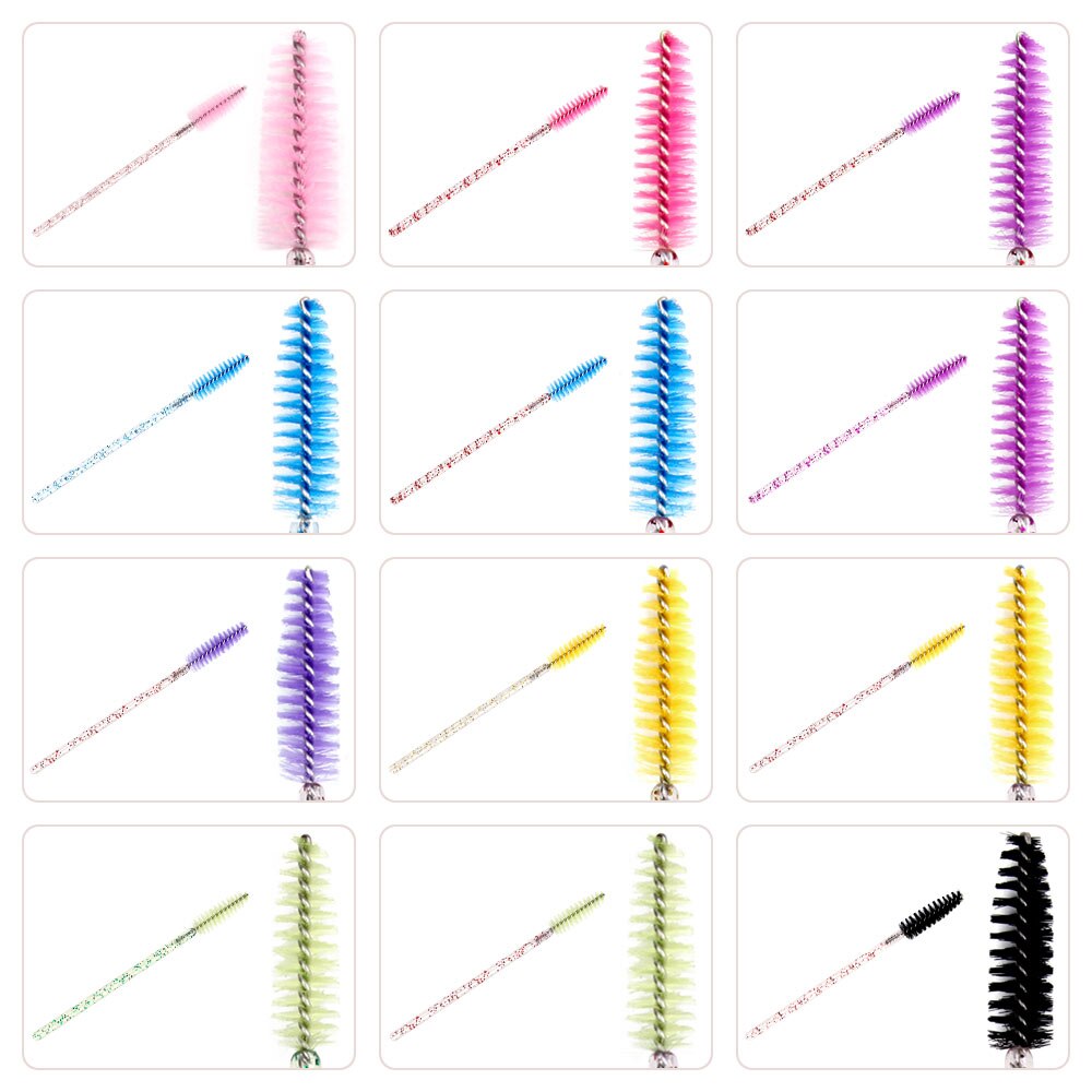 50Pcs Disposable Makeup Brushes Mascara Wands Applicator Eye Lashes Cosmetic Brushes Eyebrow Spoolers Comb Brow Brush Tools