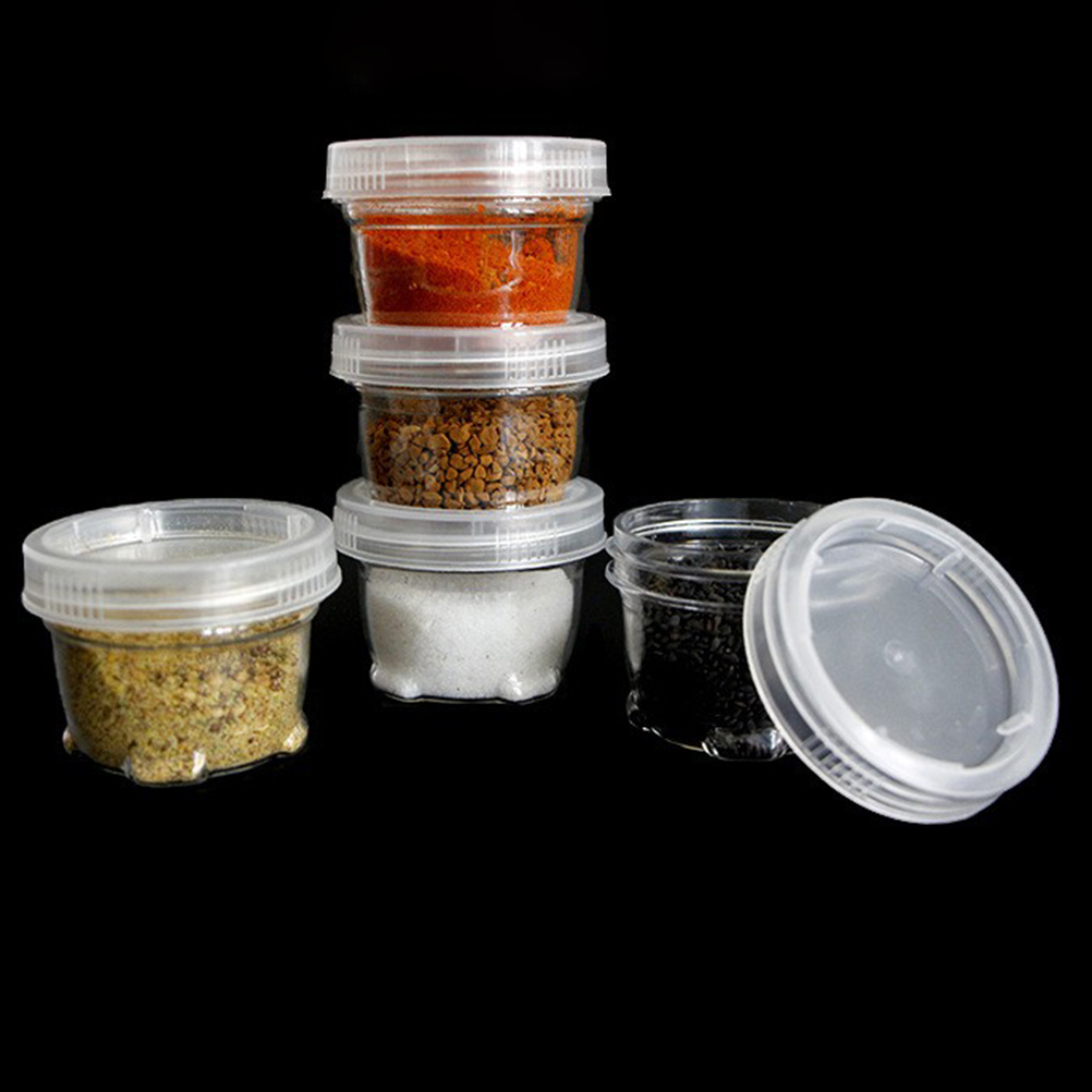 5Pcs Transparante Kruiden Doos Draagbare Kruidenpotjes Set Spice Potten Opslag Container Camping Spice Opbergdoos Met Zak