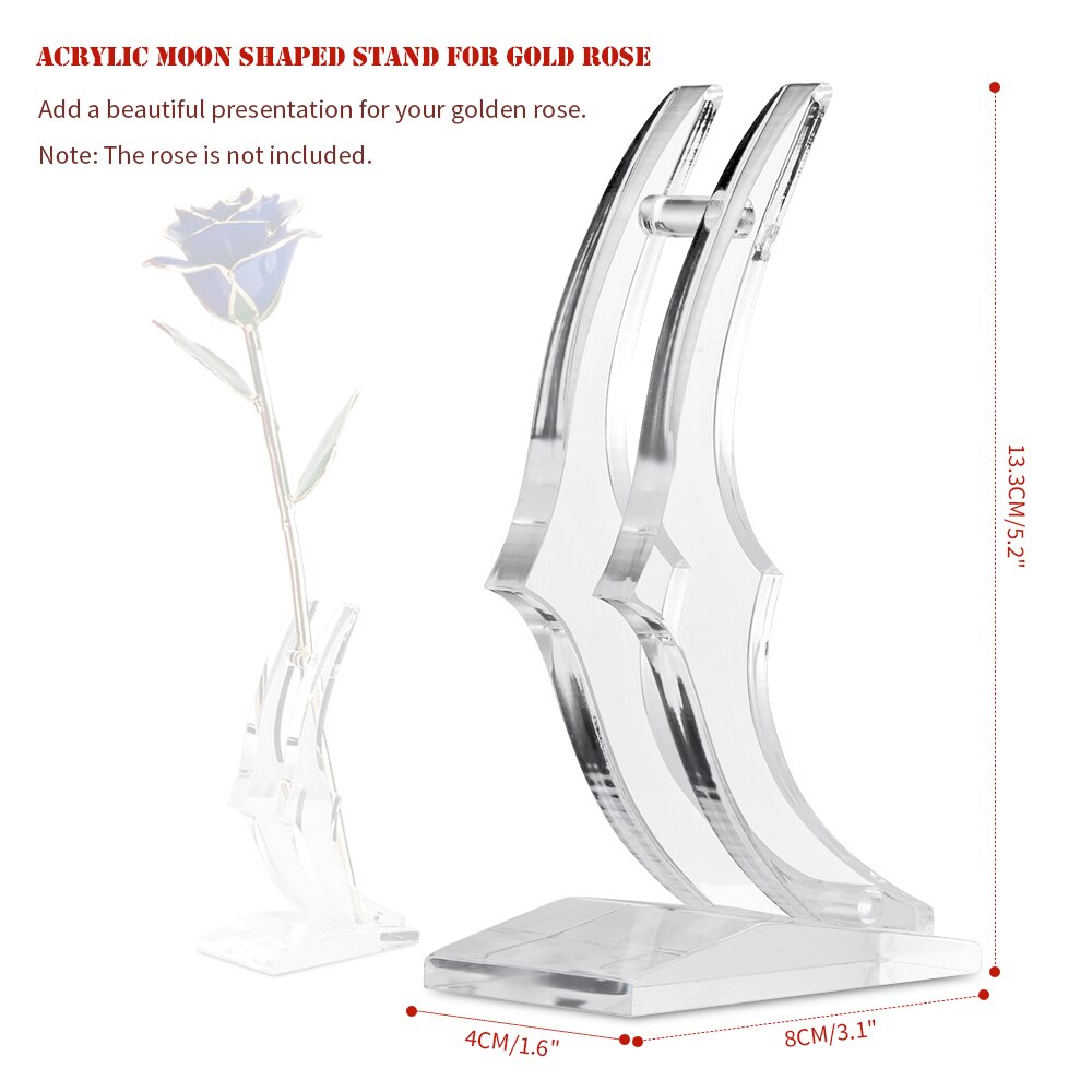 ABEDOE Acrylic Transparent Rose Flower Stand Rose Stand Vase Holder for Long Stem 24K Gold Plated Rose Home Decoration