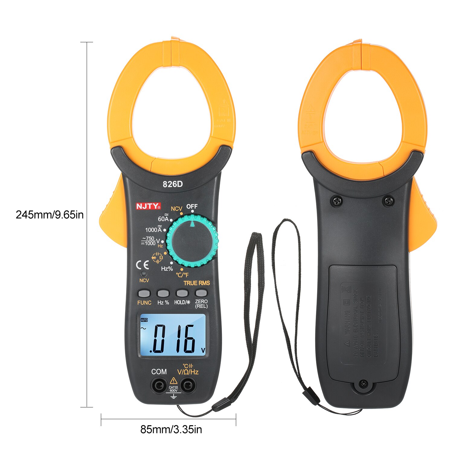 NJTY Digital Clamp Meter 6000 Zählt Auto Range Multimeter mit NCV Test AC/DC Spannung, AC Strom Multimeter clamp meter tester