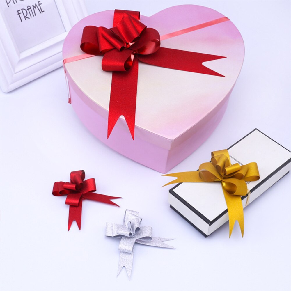 50Pcs 9cm Beautiful Pull Bowknots with Snowflake Pattern Christmas Decorative Pull Bowknots Box Pull Bows Bowknot Ribbon(Re