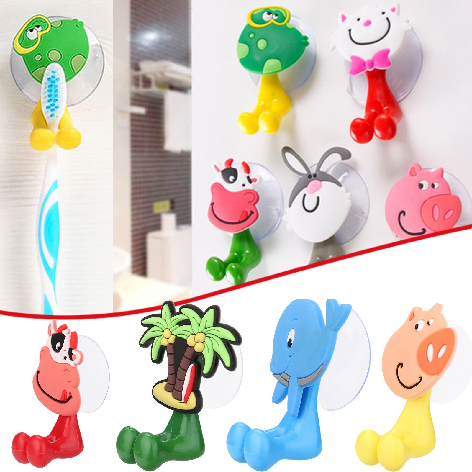 Portacepillos De Dientes Con Ventosa - Sin Taladro, Incluye Soporte Para Pasta, Estilo Deco