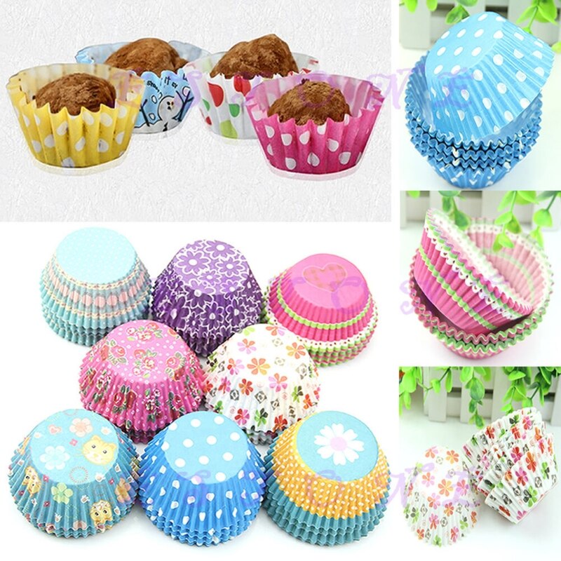 100 Stuks Papieren Cake Cupcake Gevallen Liners Muffin Keuken Bakken Wedding Party