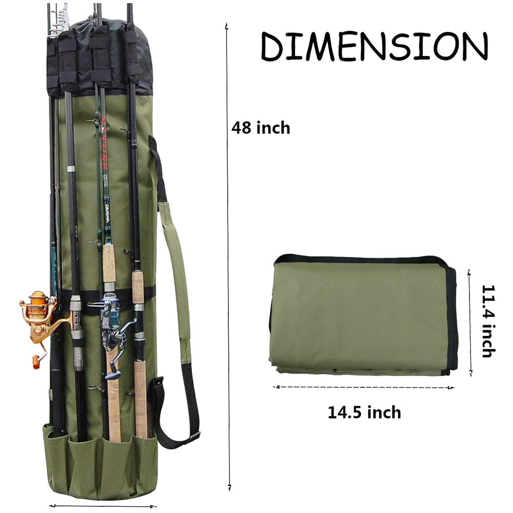 Duurzaam Canvas Hengel &amp; Reel Organisator Tas Houder Staaf Carrier Pole Case Grote Capaciteit Waterdichte Vistuig