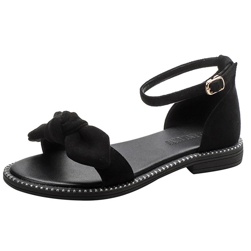 Skor dam bowknot sandaler sommar gladiator bohemia sandaler dam sommar strandskor kvinnliga sandaler mujer sandalias mujer: Svart / 40