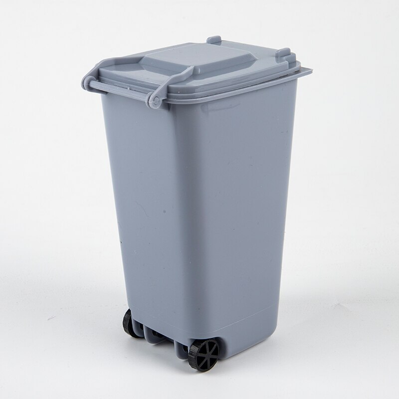 Mini Desktop Trash Can Plastic Waste Bins With Lid Household Clean Trash Desk: Blue