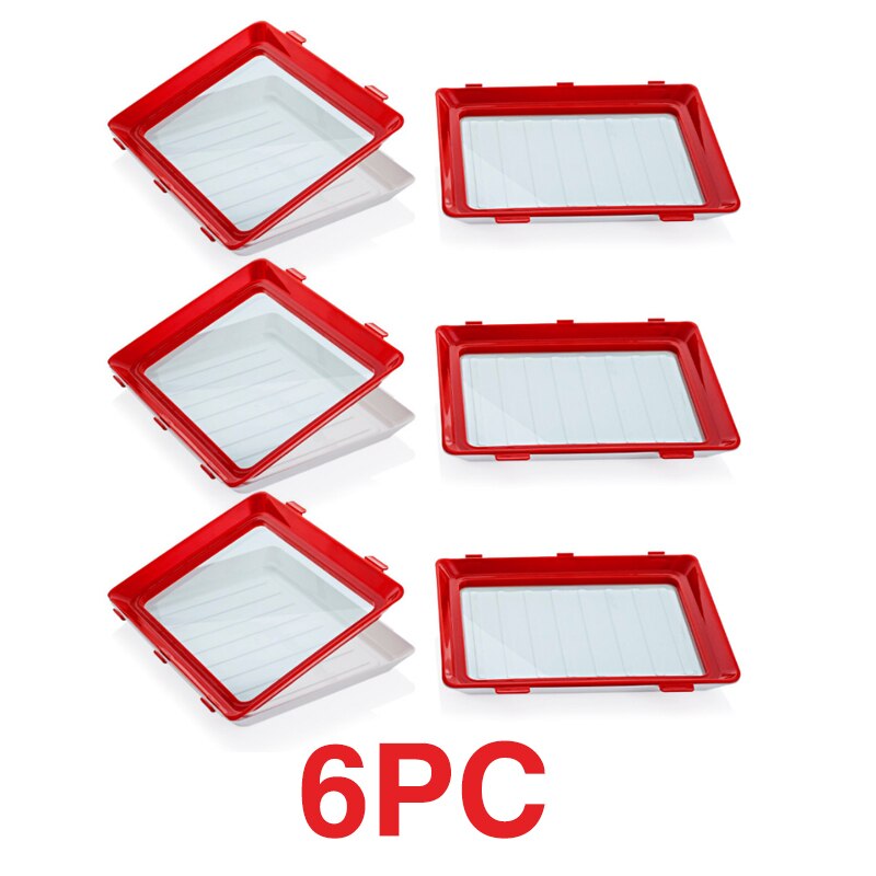 6PCS Clever Lade Voedsel Behoud Lade Plastic Voedsel Opslag Container Set Voedsel Verse Opslag Magnetron Cover: 6pcs